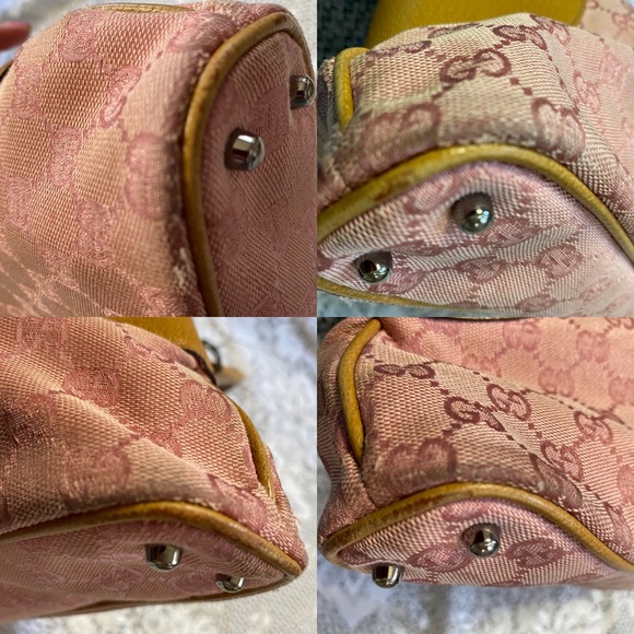 AUTHENTIC GUCCI LIGHT PINK CANVAS GG BODY LEATHER - Picture 9 of 16